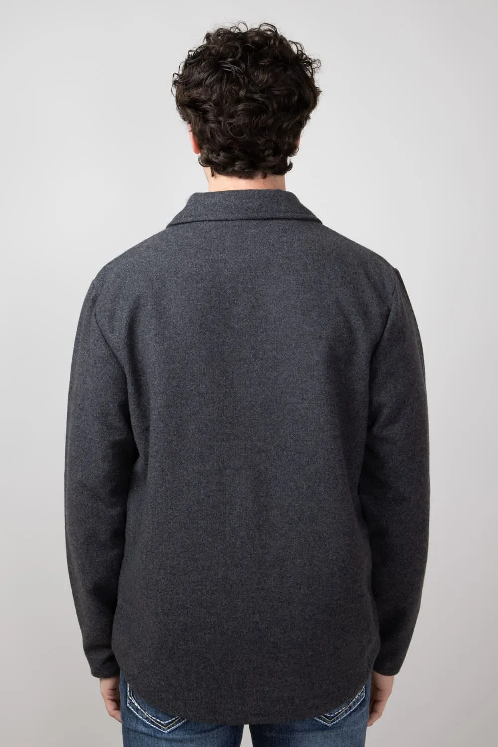 1897 Original Solid Wool Shirt Jacket for Men in Dark Grey | 5PJ7205M-DK GREY