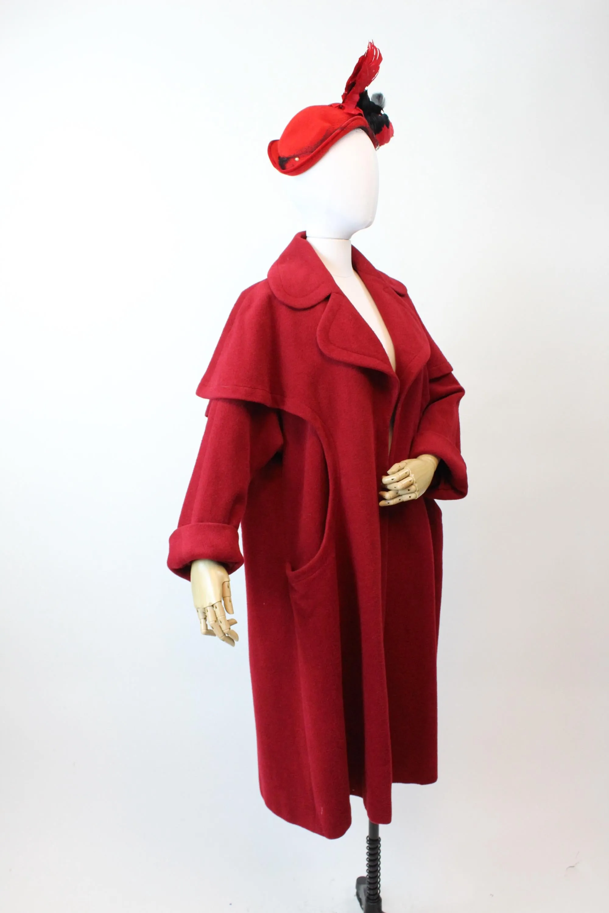 1950s I MAGNIN red wool CAPE coat all sizes  | new fall winter