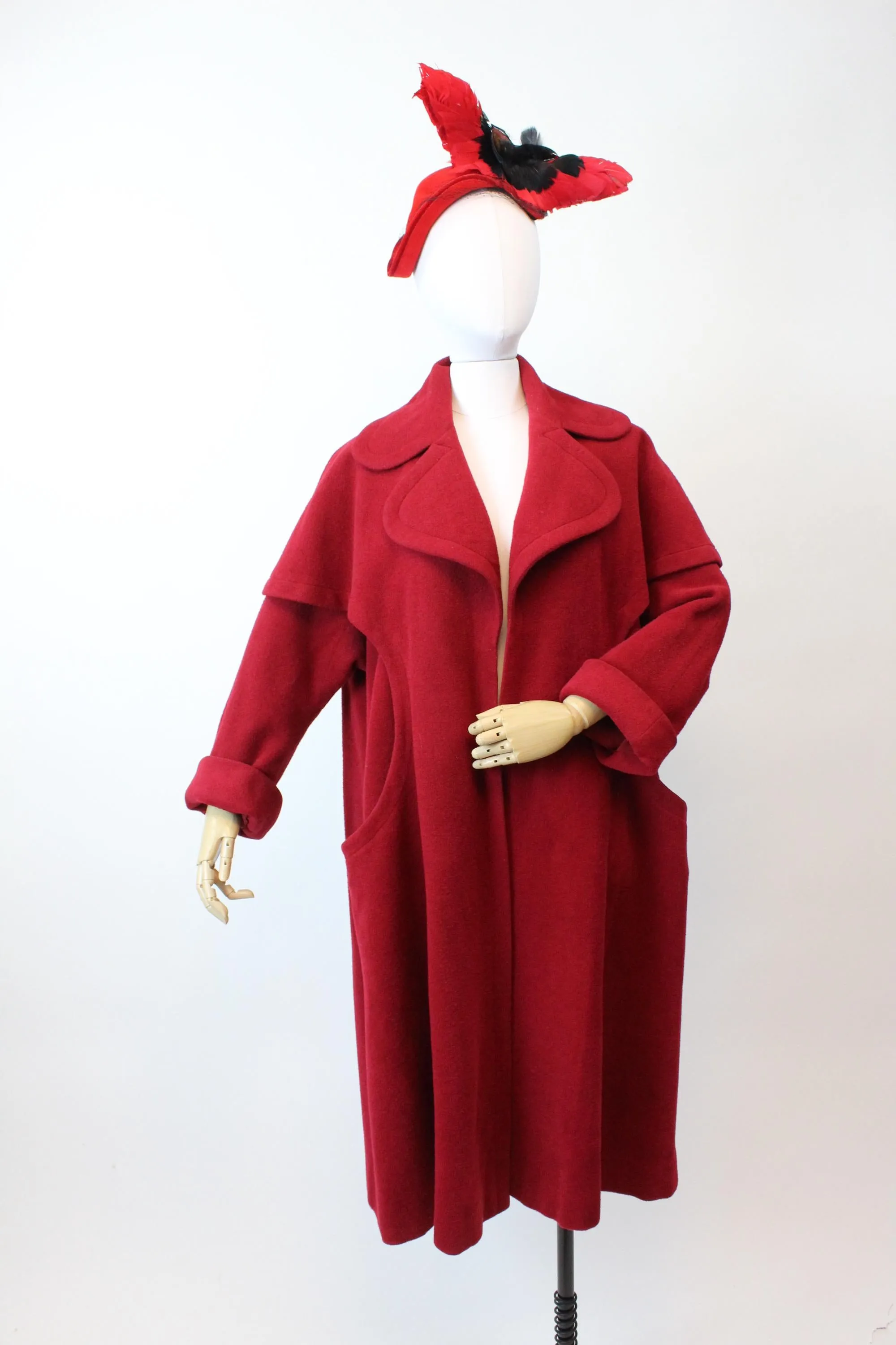 1950s I MAGNIN red wool CAPE coat all sizes  | new fall winter