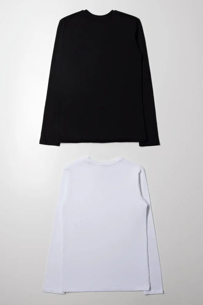 2 Pack Long Sleeve T-Shirts White And Black