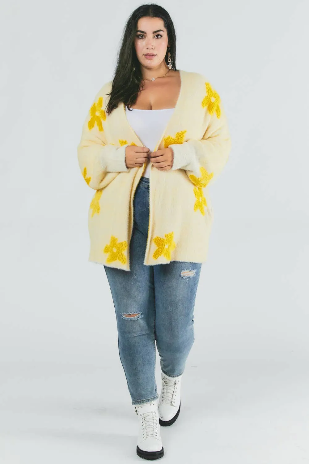 Amanda Fuzzy Floral Cardigan