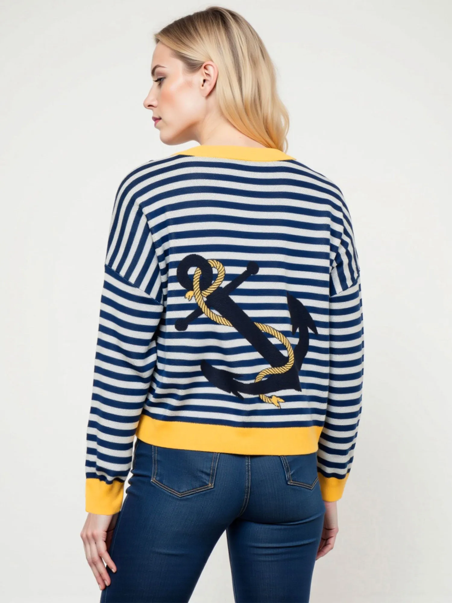 Anchor Back Stripe Cardigan