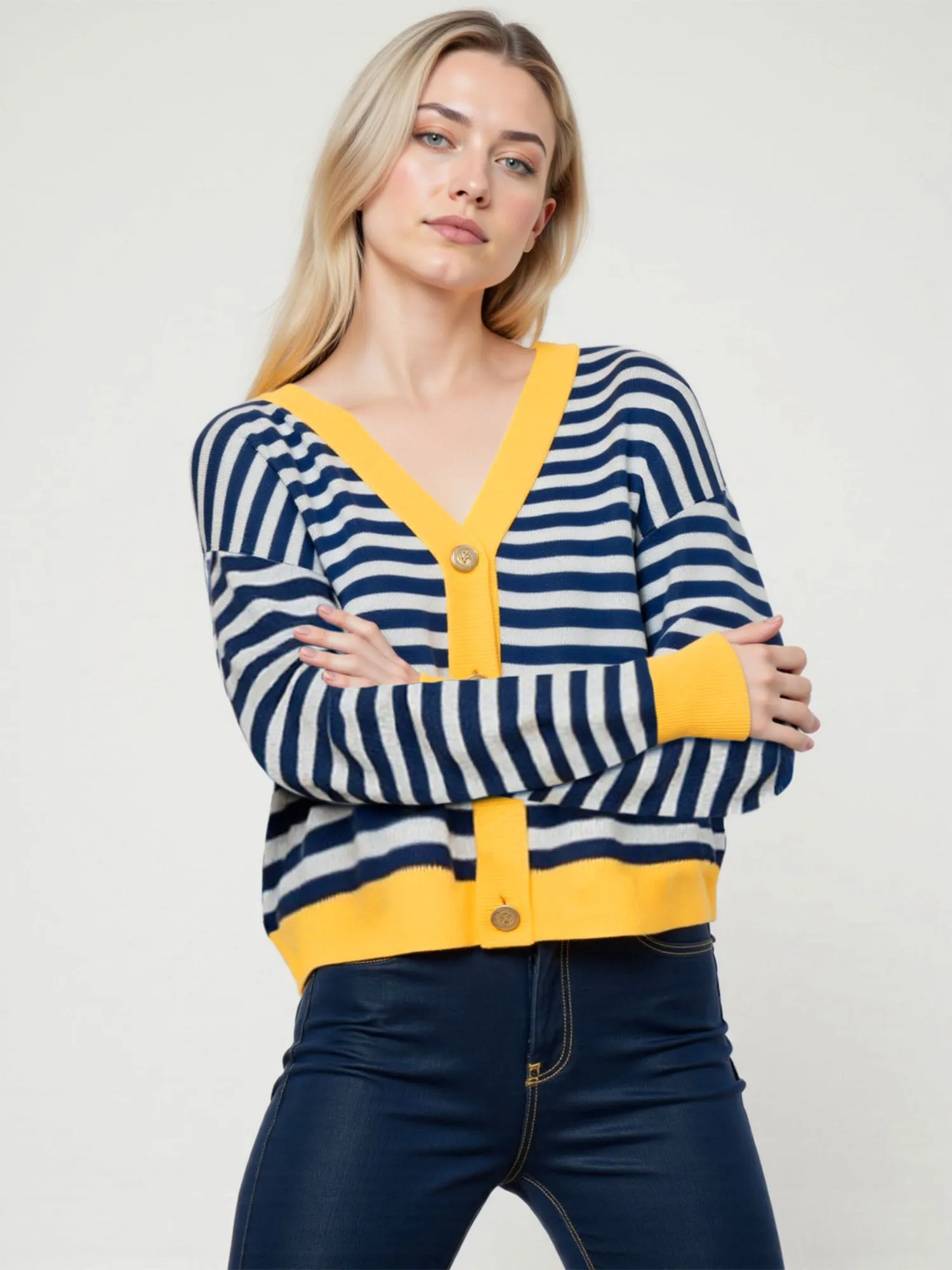 Anchor Back Stripe Cardigan