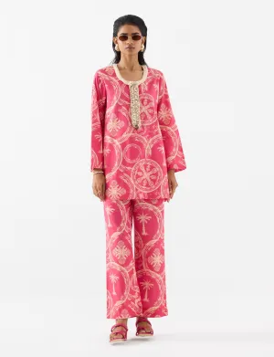 Areca palm short kurta and pants