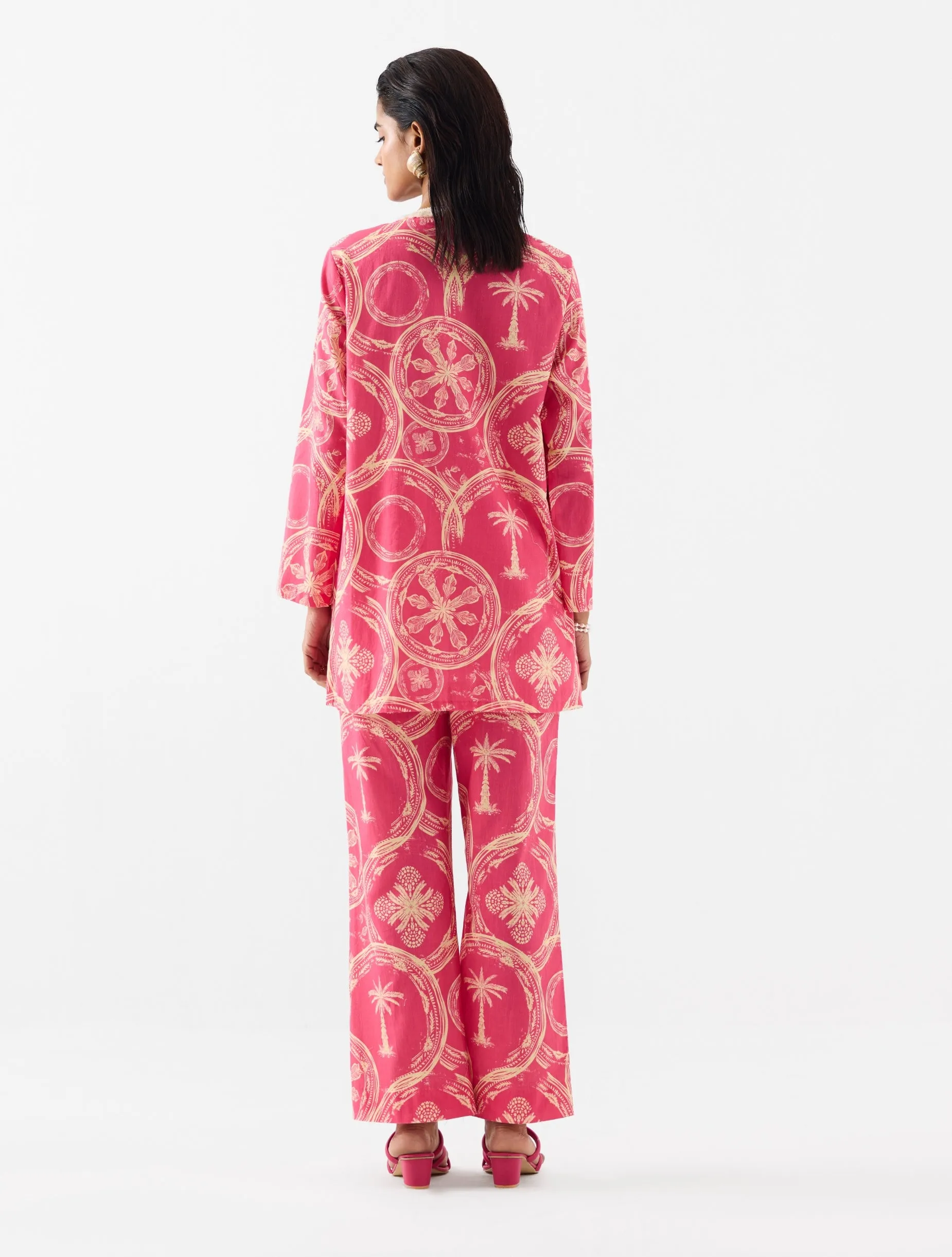 Areca palm short kurta and pants