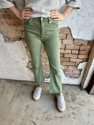 Around Town Acid Washed Denim: Olive