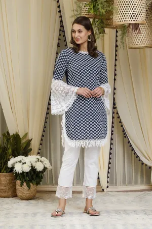 Aspen Kurta With Embroidered Organza  pyajamas