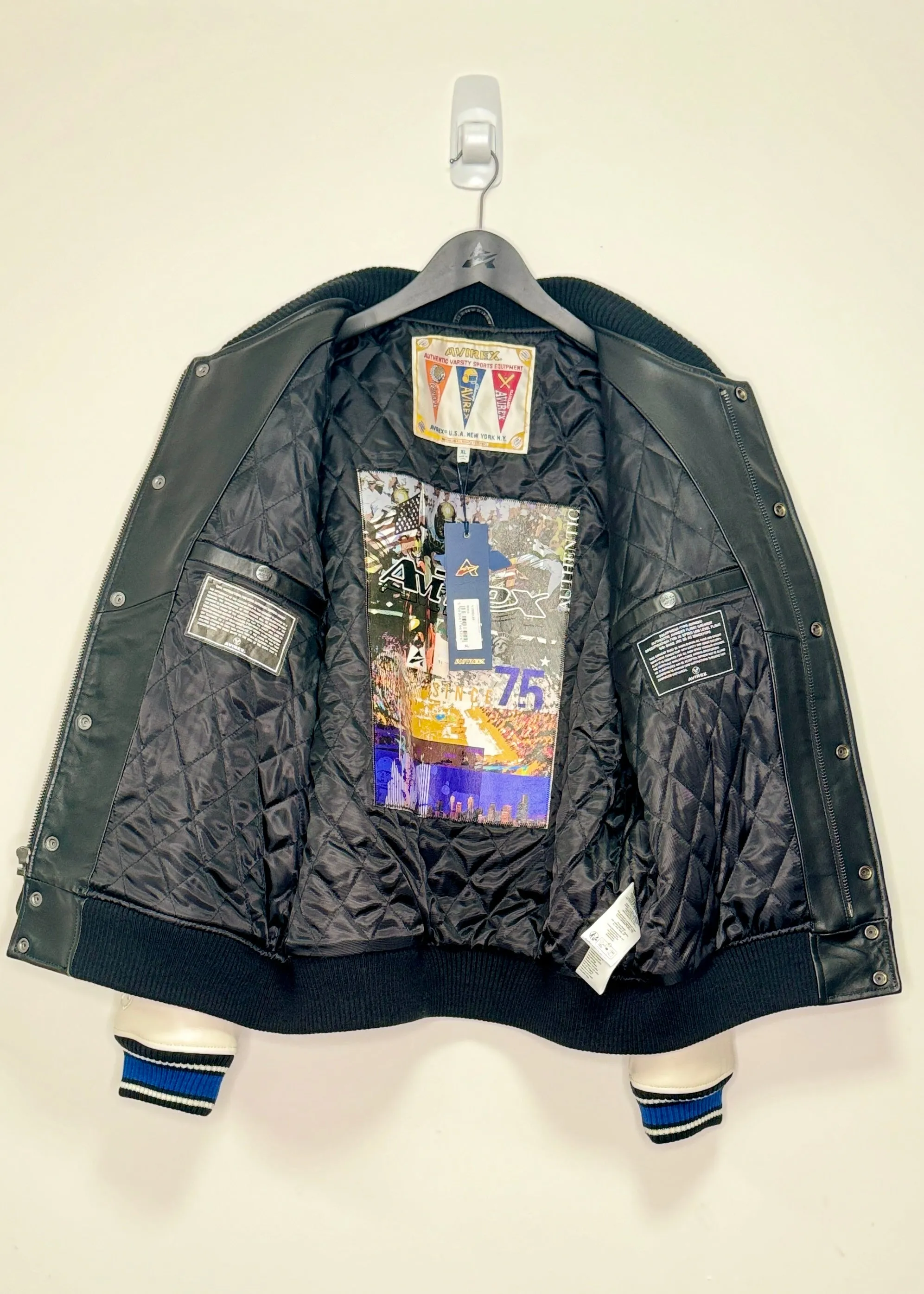 AVIREX USA Varsity Jacket (BLACK/WHITE/NAVY)