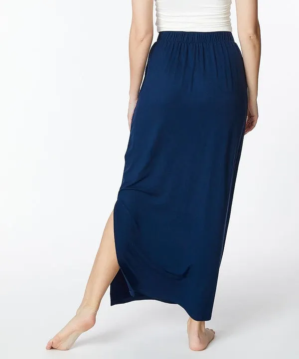 BAMBOO side slit maxi skirt