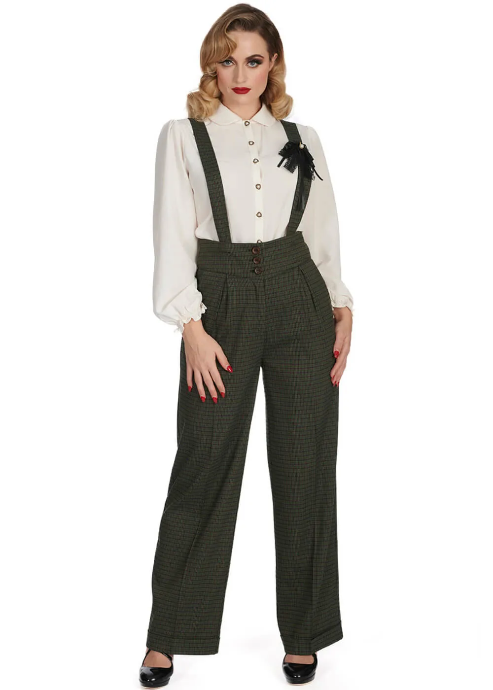 Banned Jenny Check 40's Trousers Green