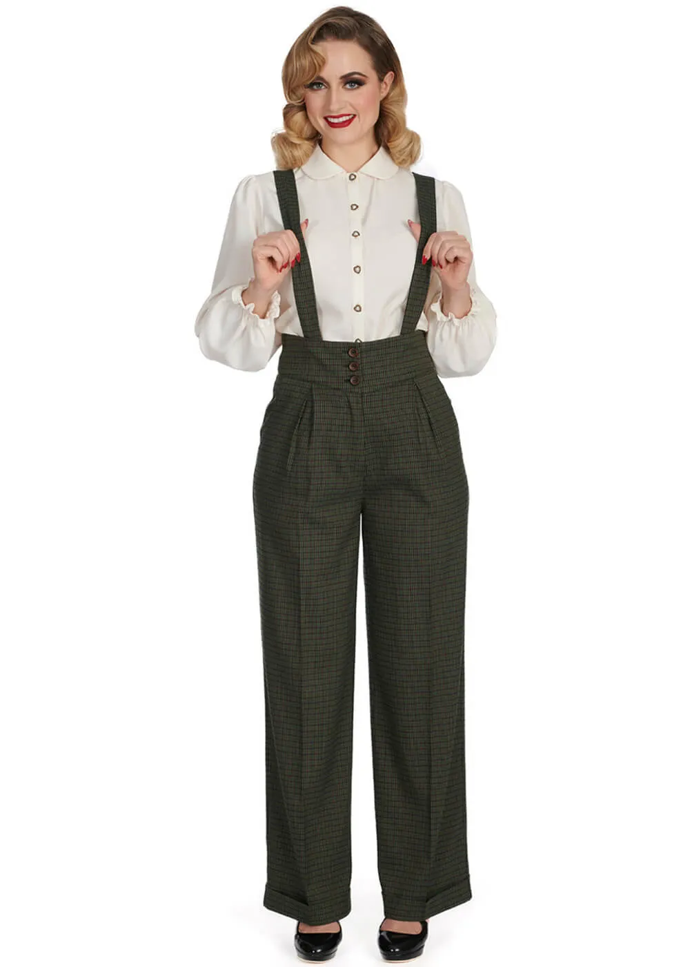 Banned Jenny Check 40's Trousers Green