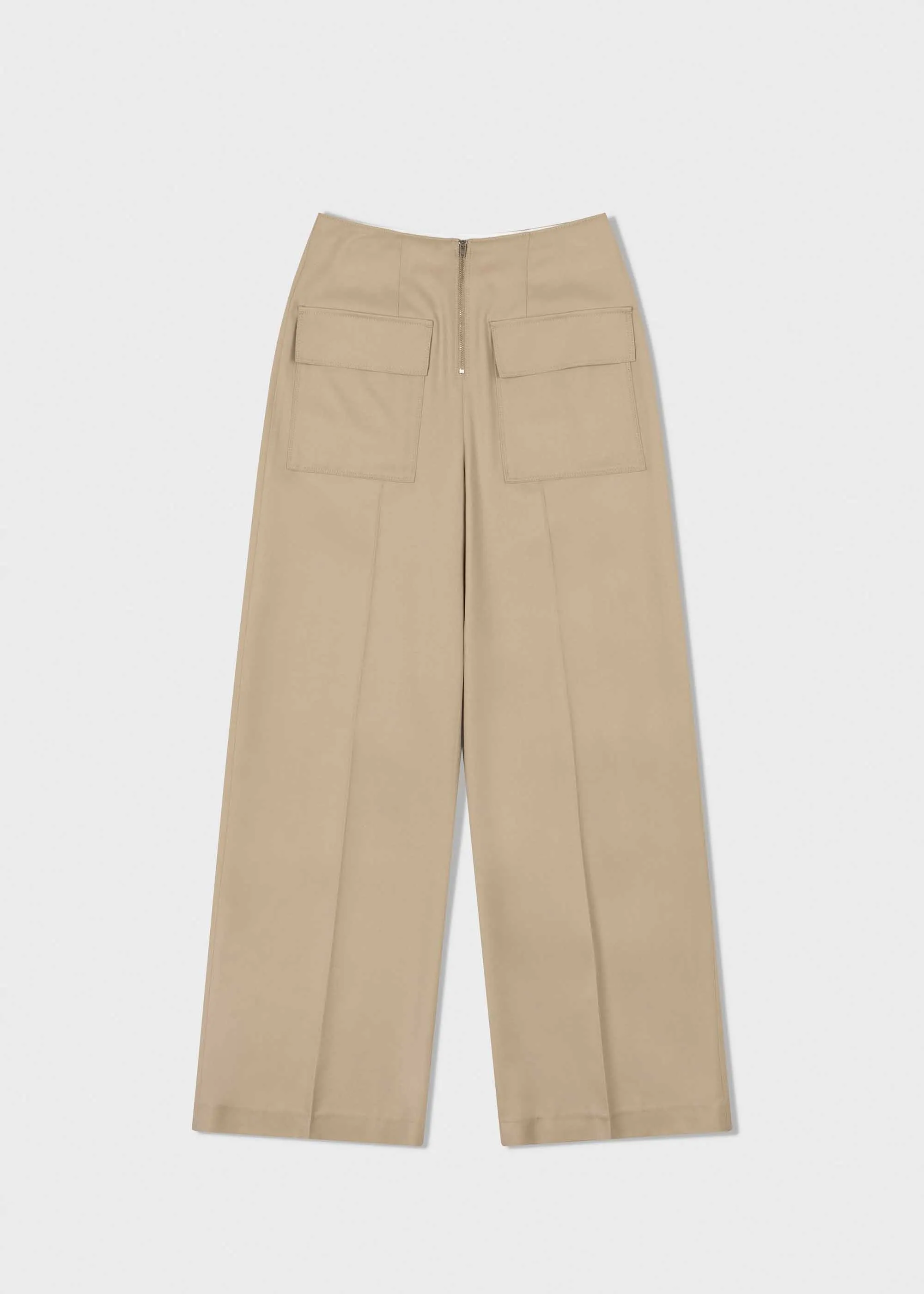 Beige 4-Pocket Wide Trousers