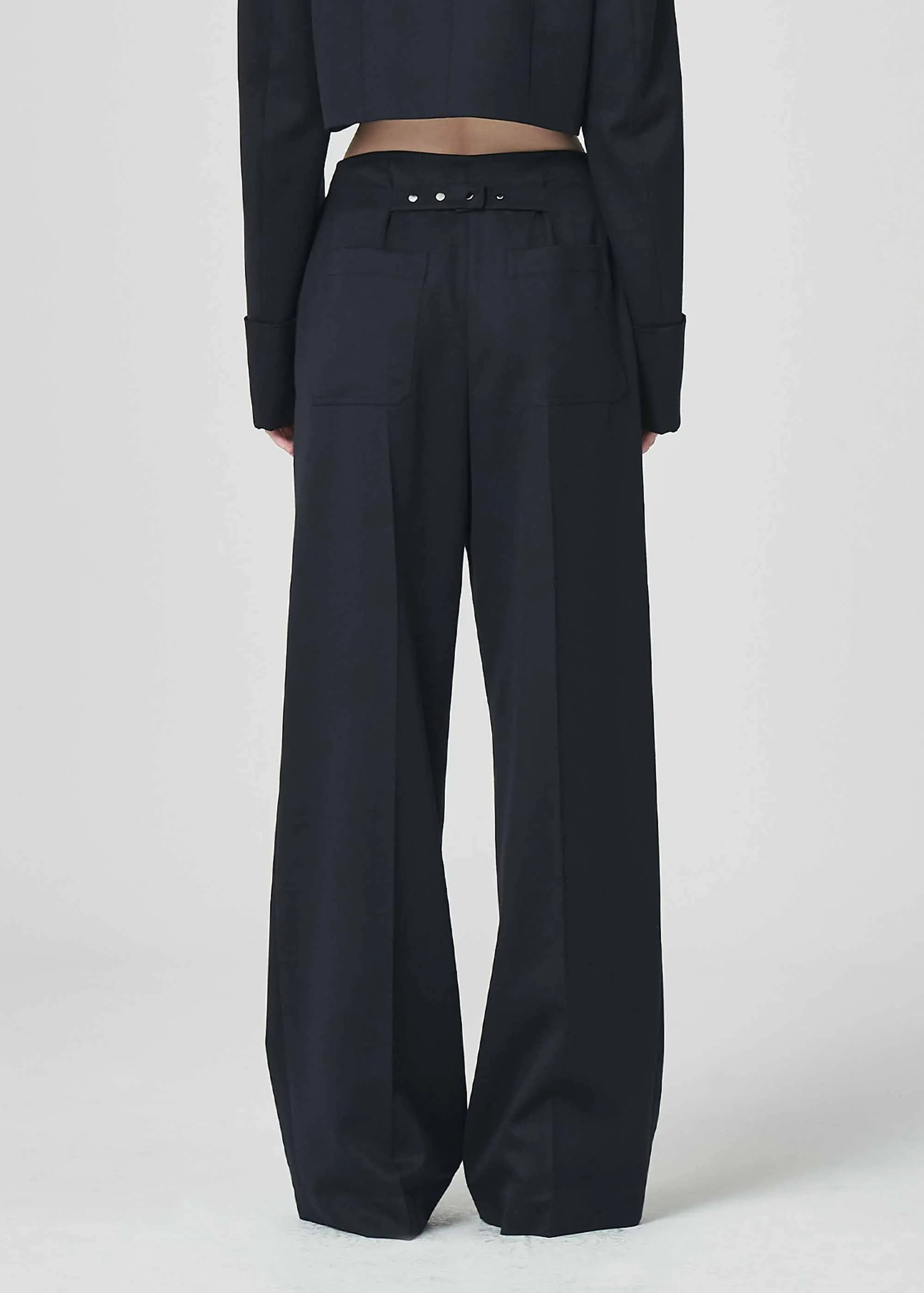 Black 4-Pocket Wide Trousers