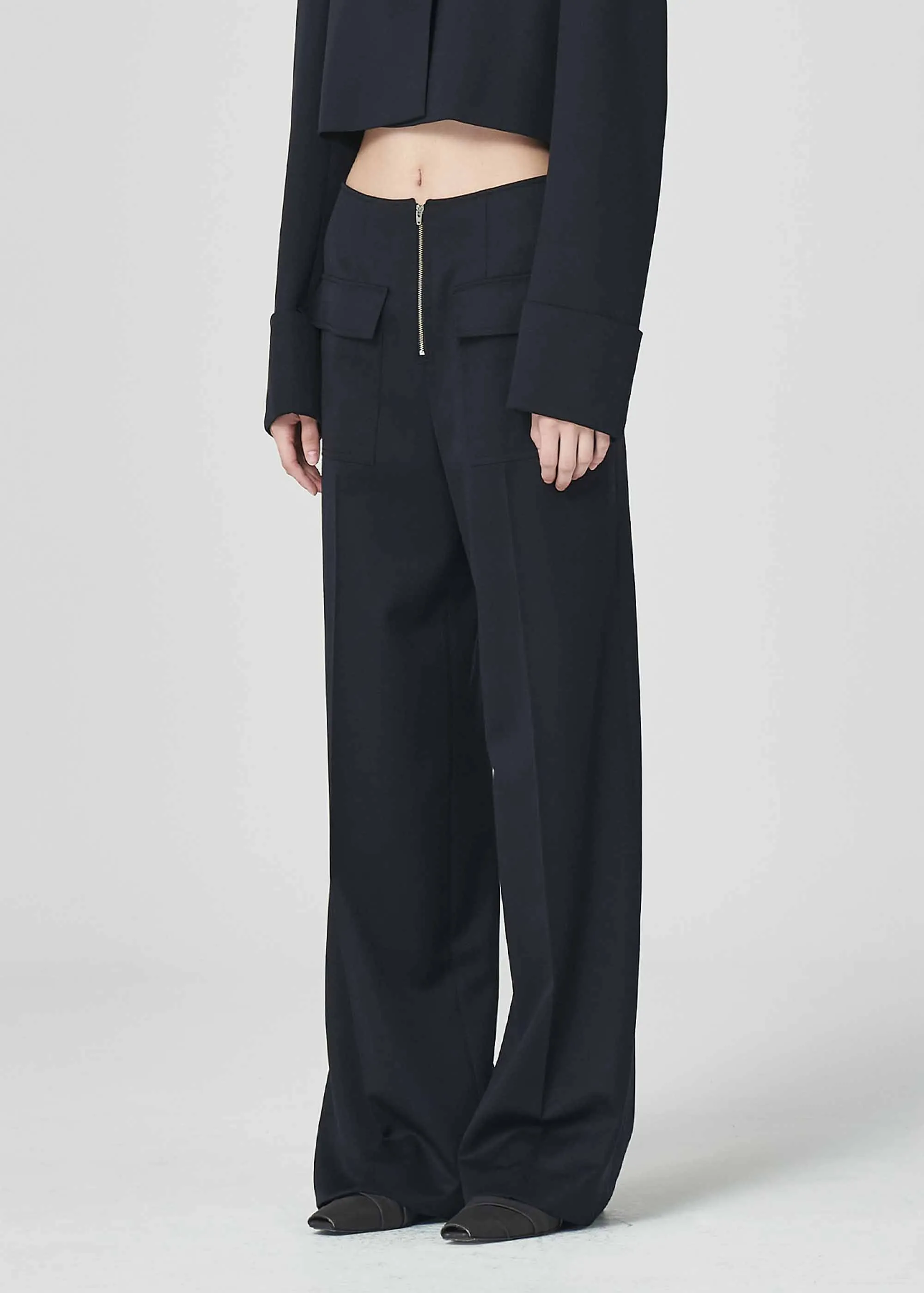Black 4-Pocket Wide Trousers