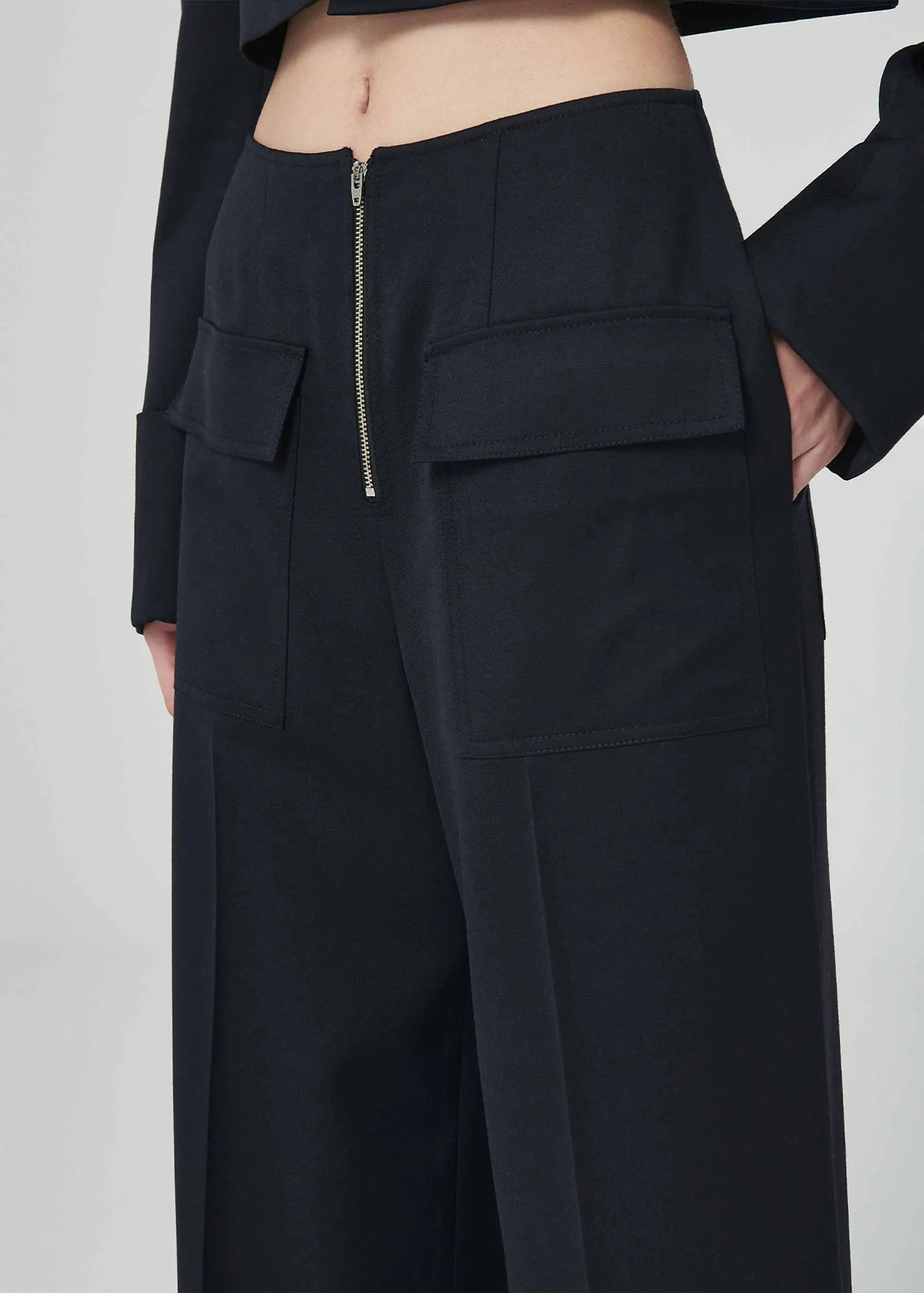 Black 4-Pocket Wide Trousers