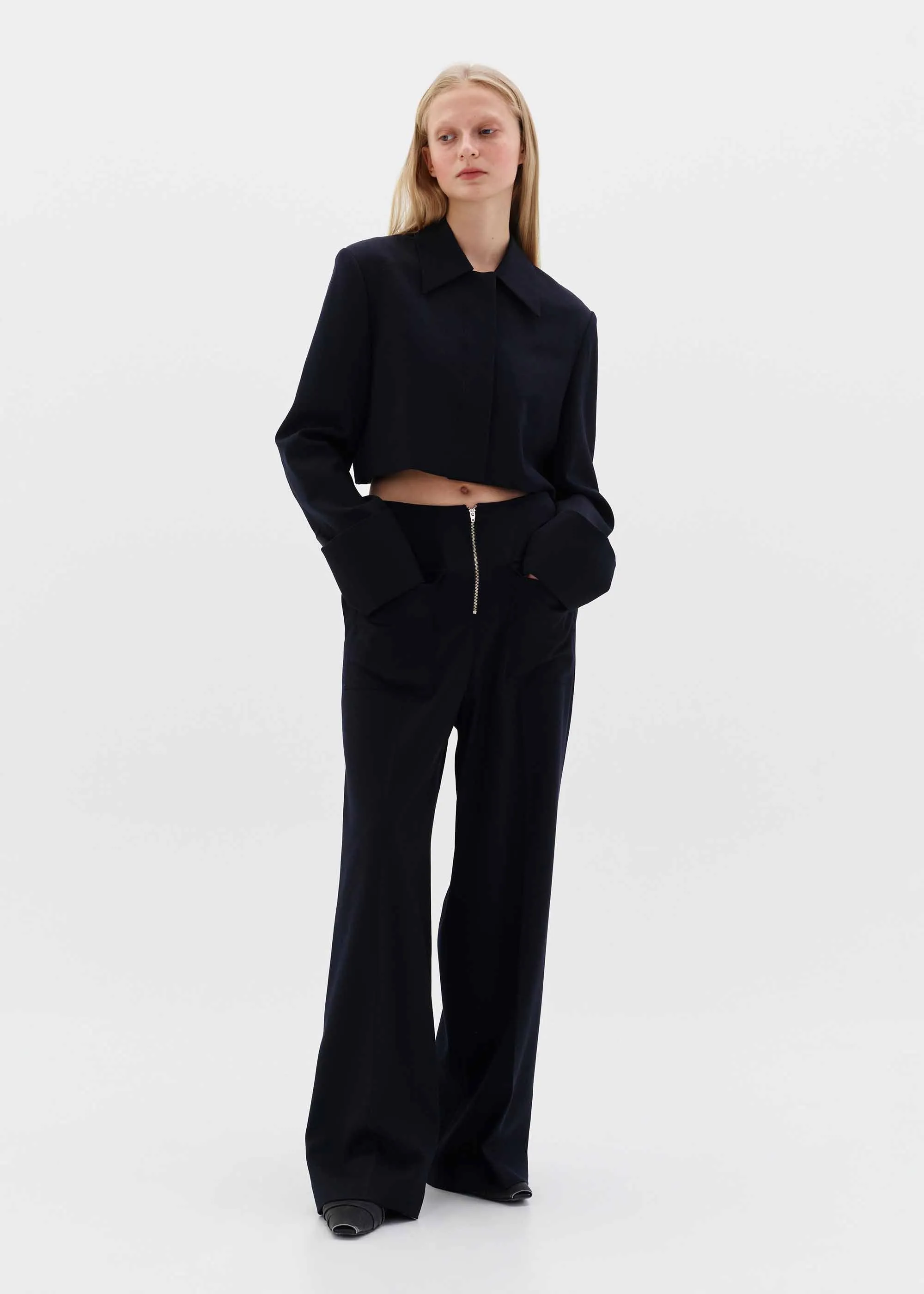 Black 4-Pocket Wide Trousers