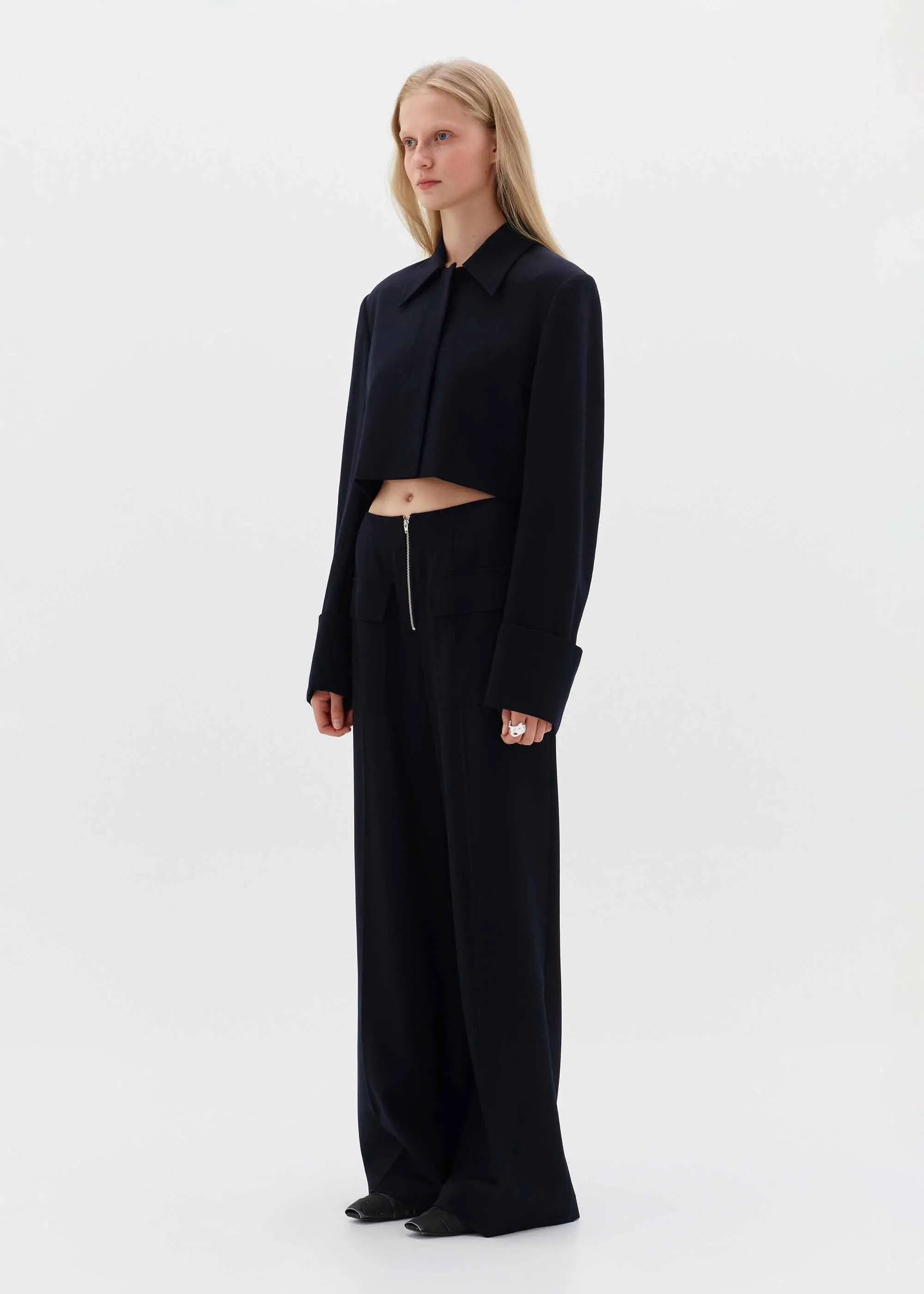 Black 4-Pocket Wide Trousers