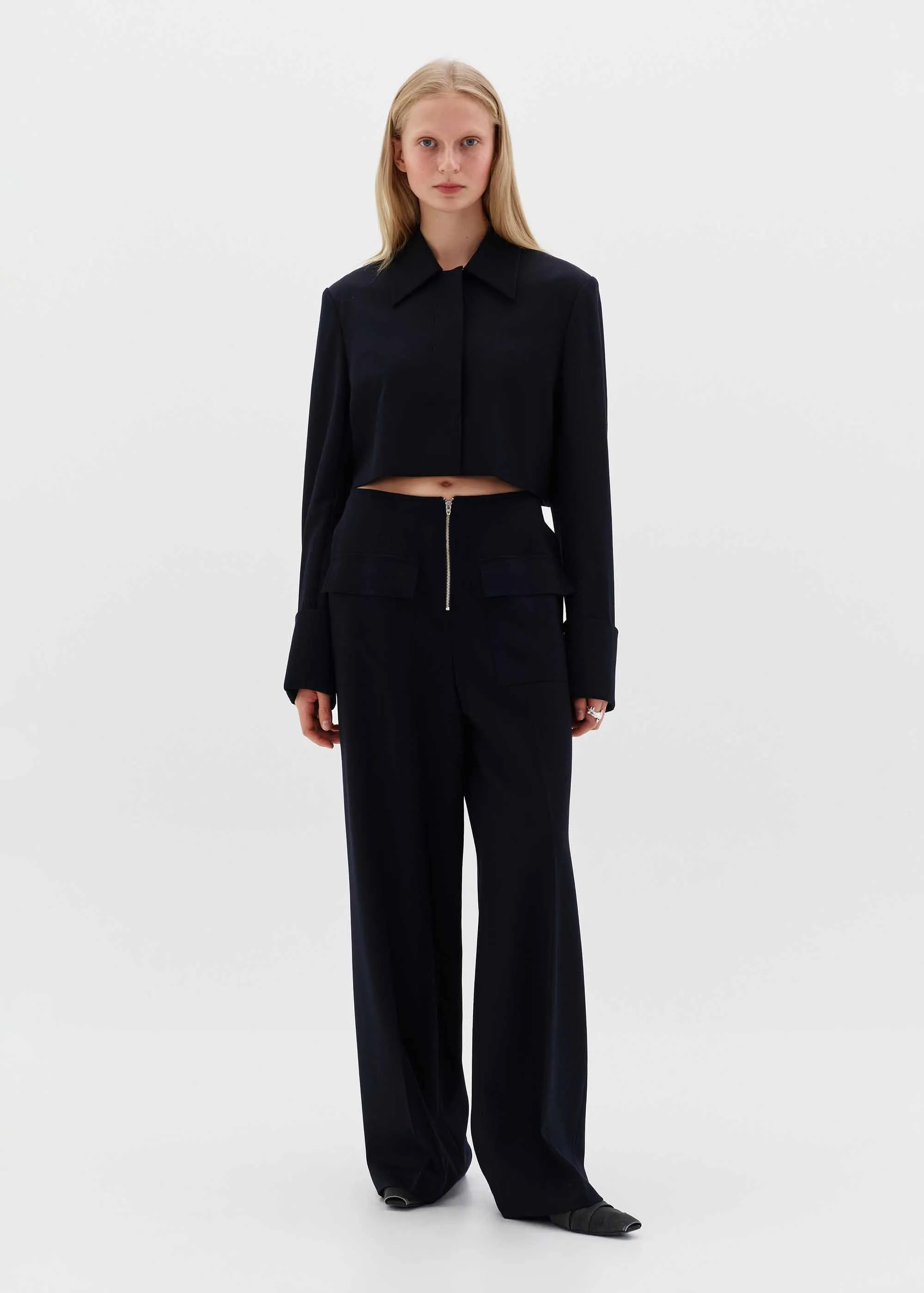 Black 4-Pocket Wide Trousers