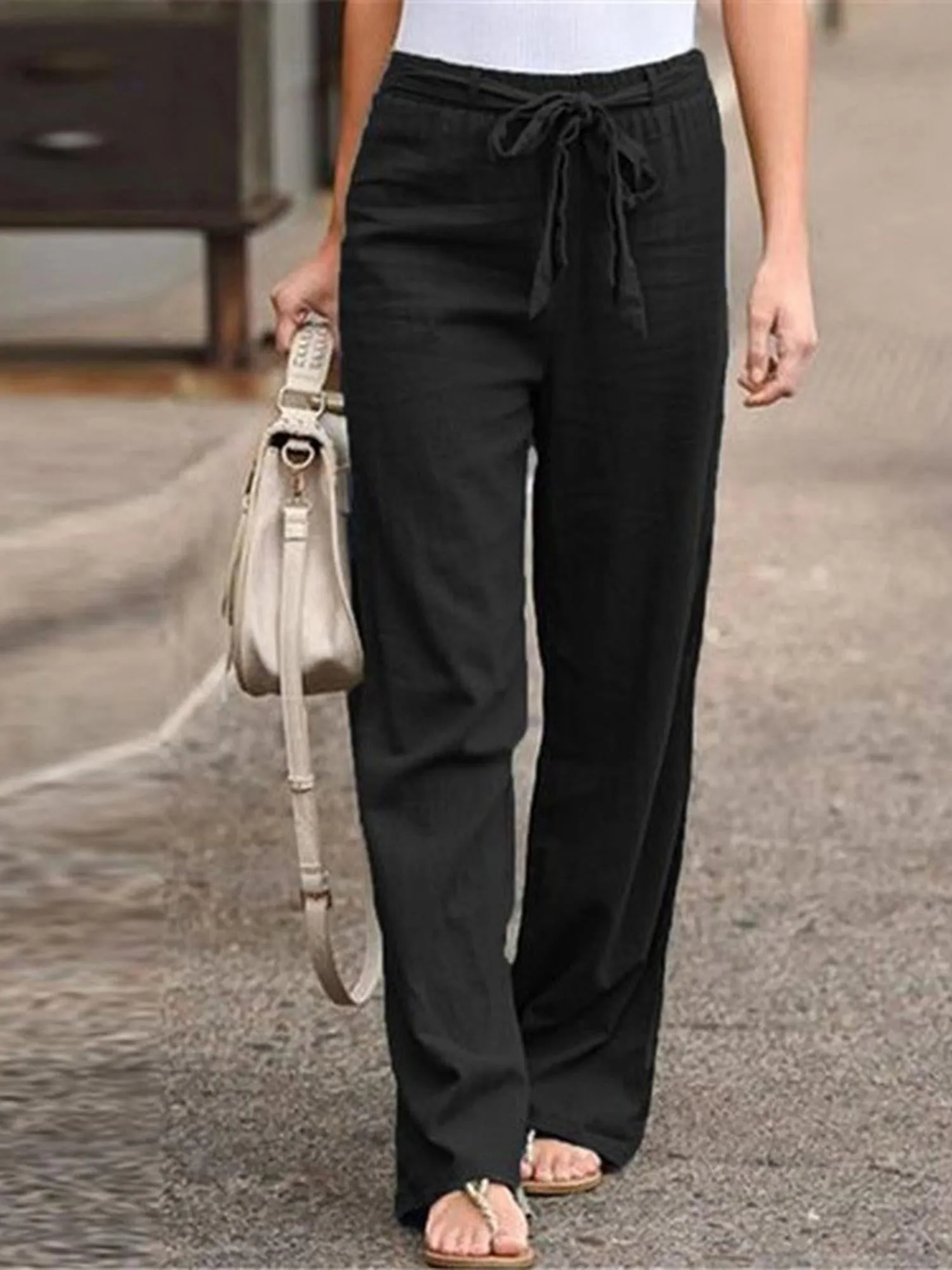 Black Regular Fit Cotton Pants