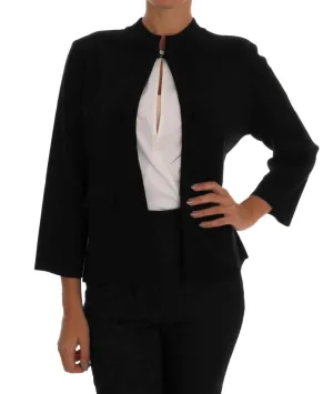 Black Wool Sweater Cape Jacket