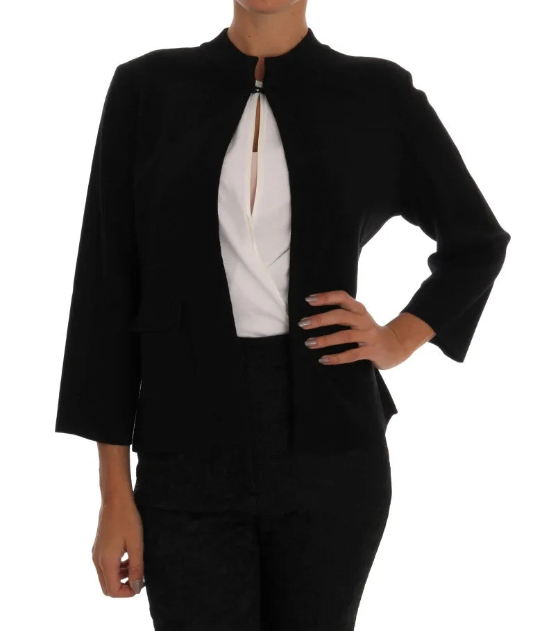 Black Wool Sweater Cape Jacket