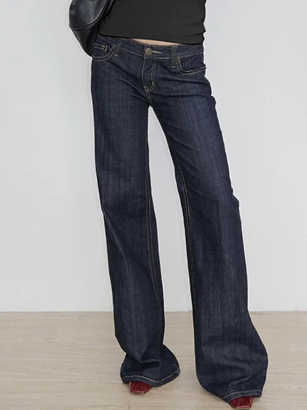 Blue Vintage Low Waist Boyfriend Jeans