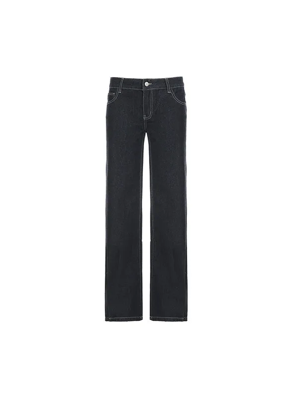 Blue Vintage Low Waist Boyfriend Jeans