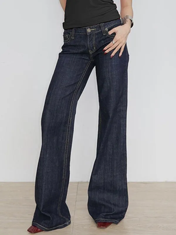 Blue Vintage Low Waist Boyfriend Jeans