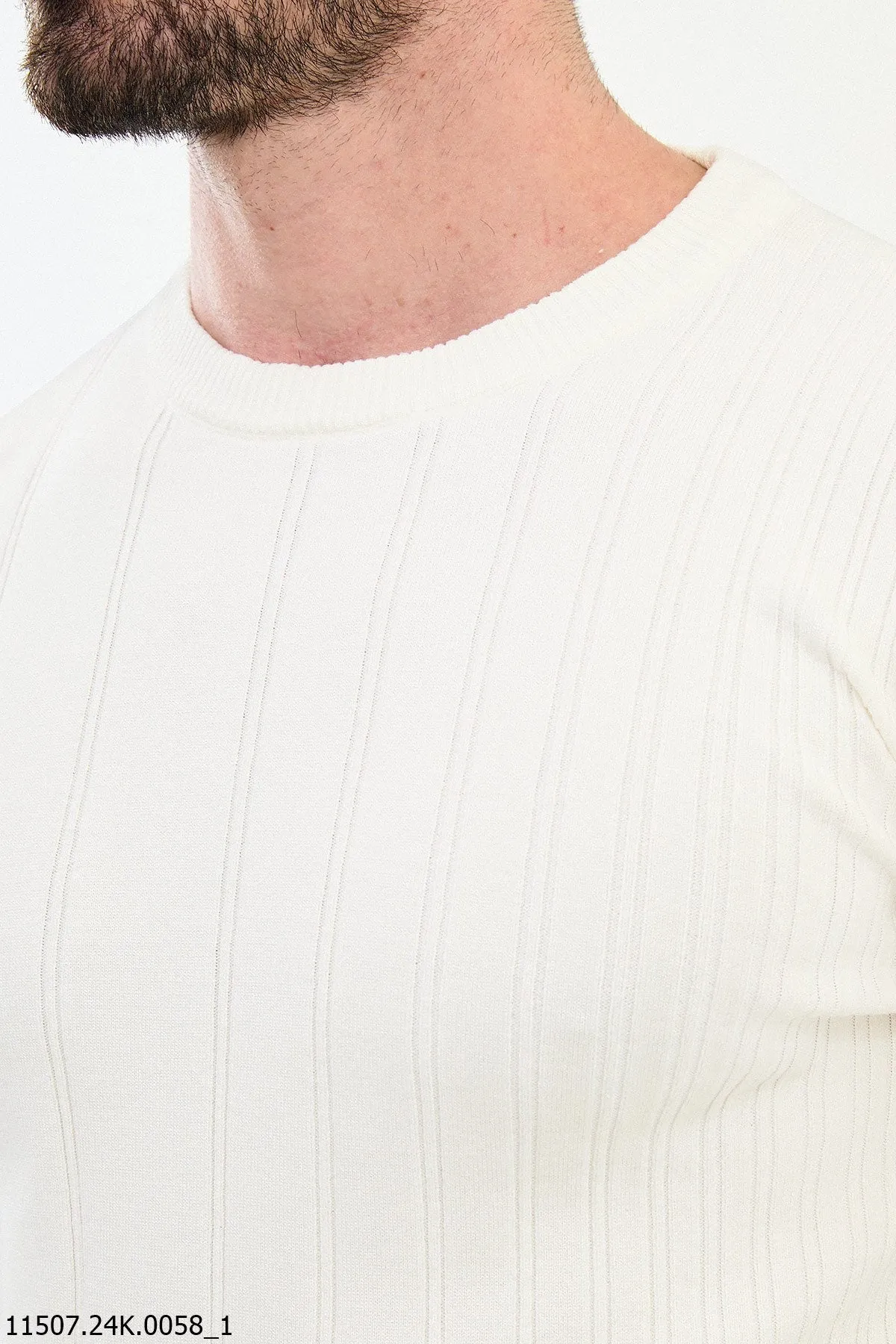 Brabion Dante Slim Fit White Knitted Sweater