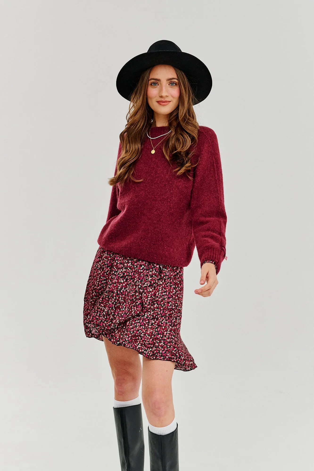 Burgundy Bliss half turtleneck sweater