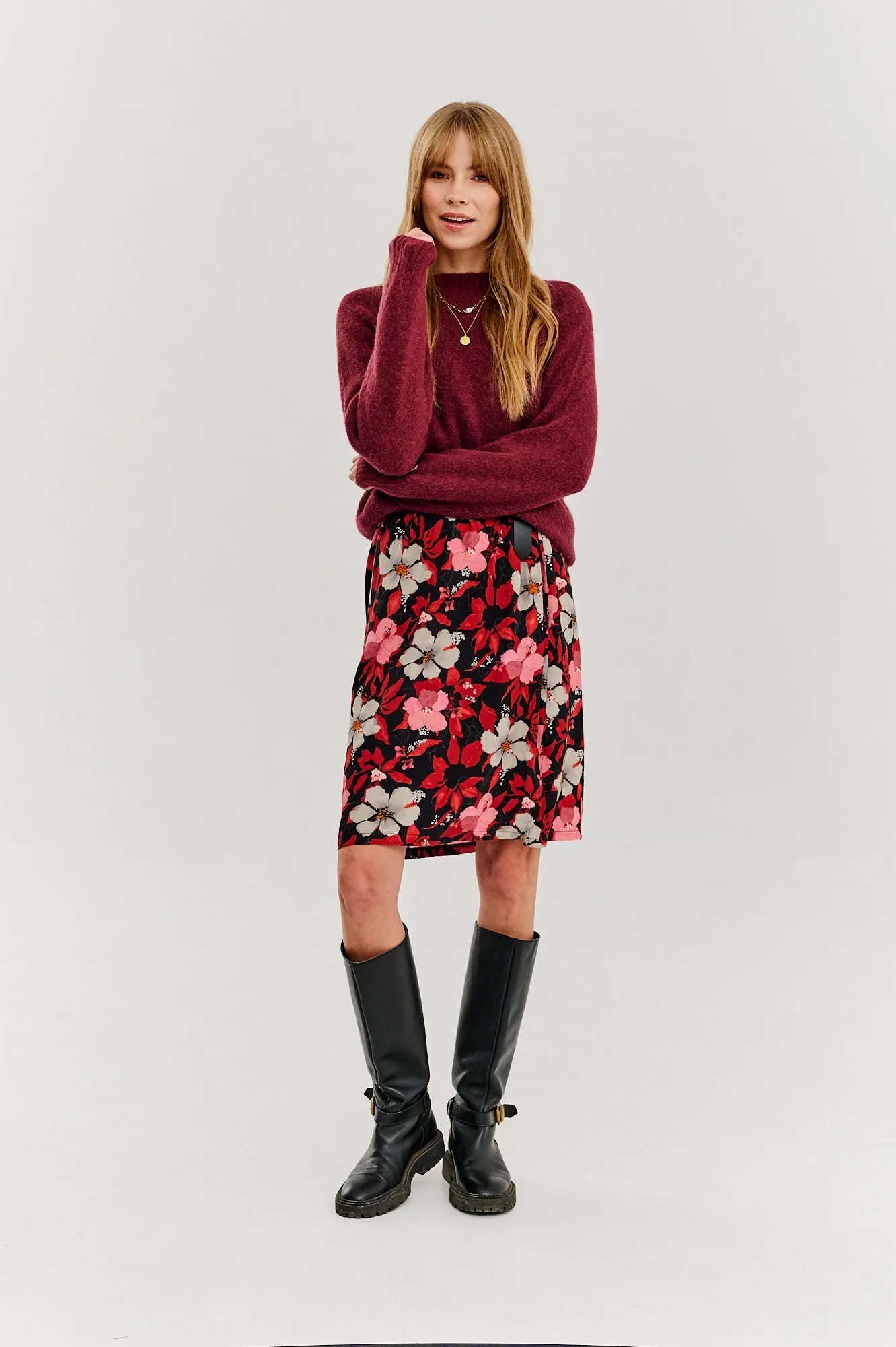 Burgundy Bliss half turtleneck sweater