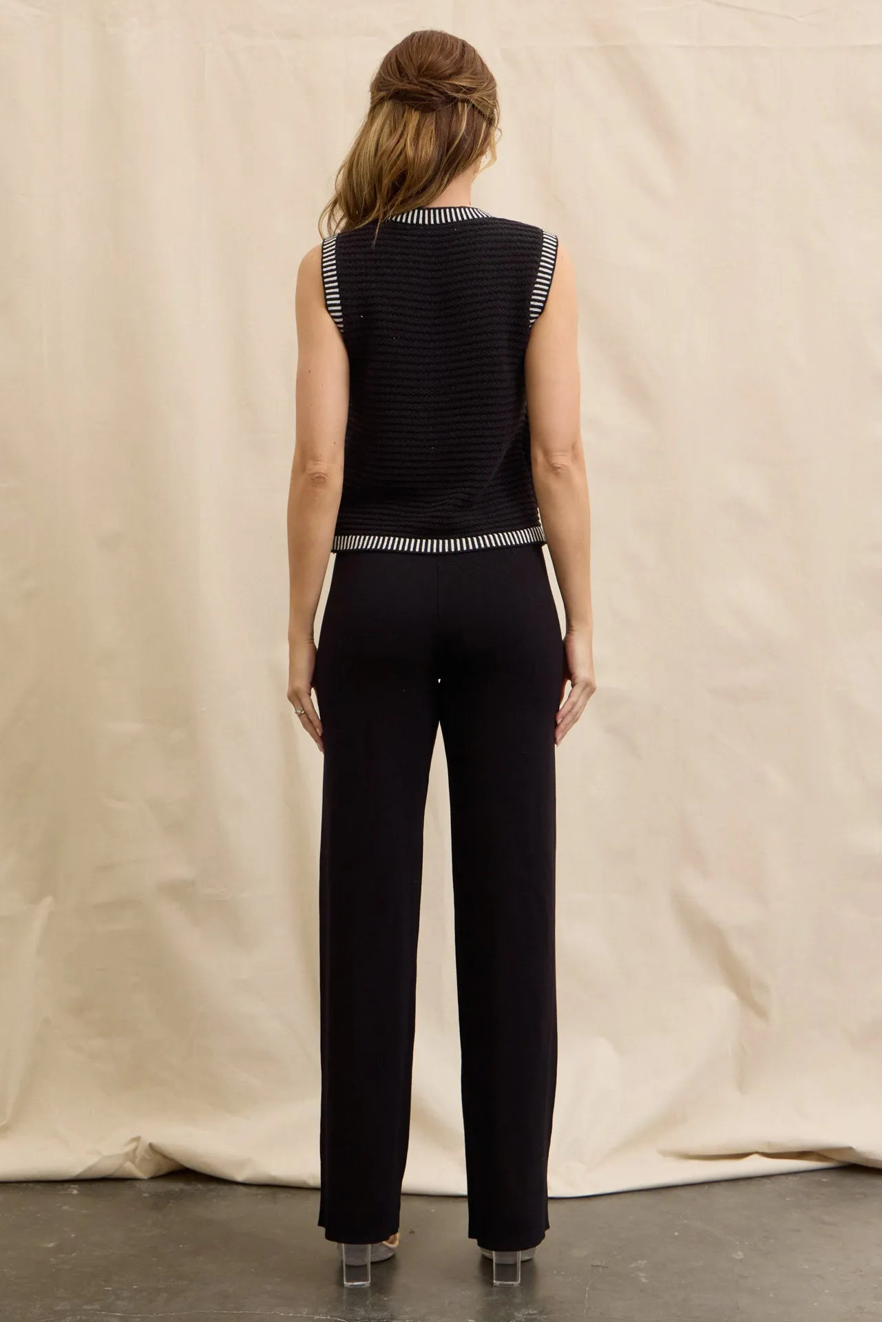 Buttoned Down Knit Chic Vest & Pants Set