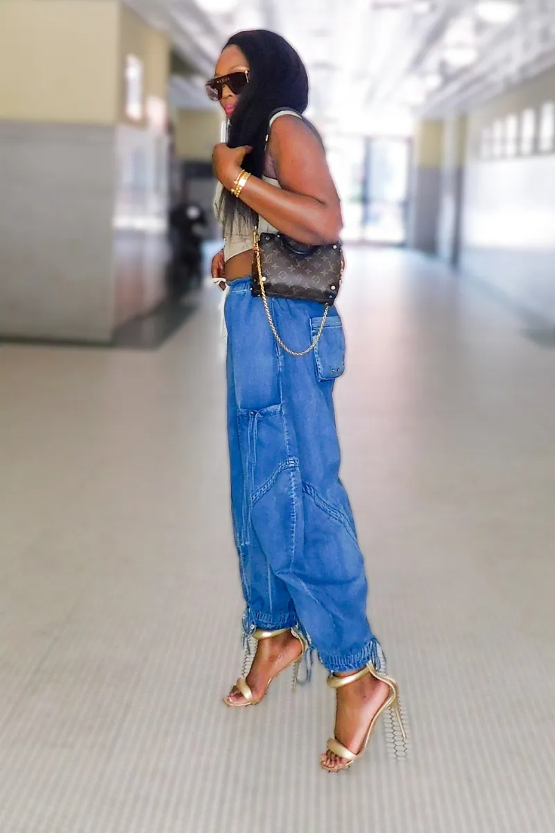 Cargo Balloon Chic Denim Pants