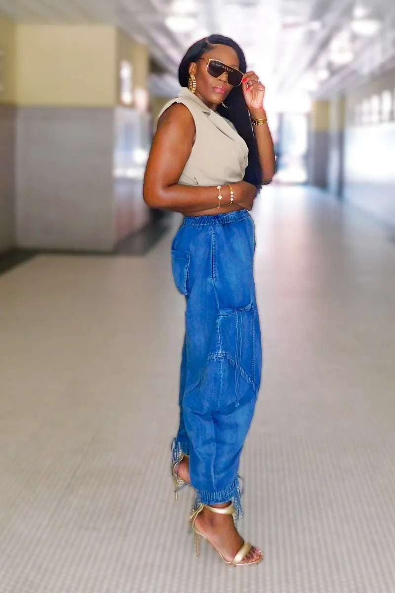 Cargo Balloon Chic Denim Pants