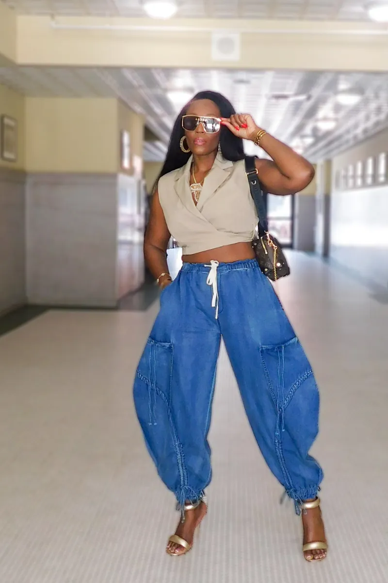 Cargo Balloon Chic Denim Pants