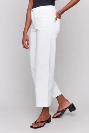 Charlie B White Patch Pocket Flare Twill Pants