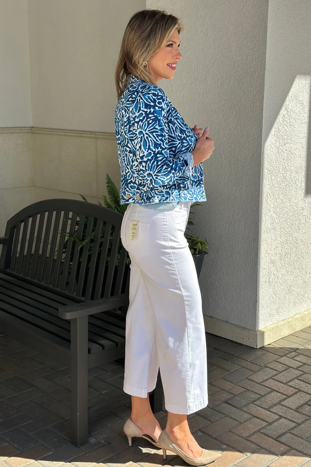 Charlie B White Patch Pocket Flare Twill Pants