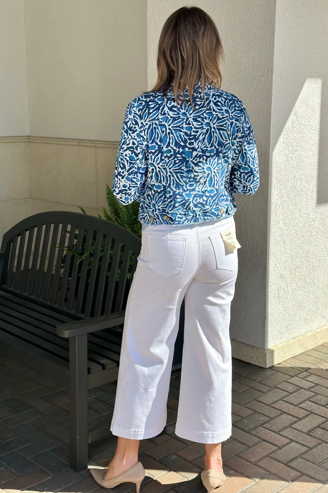Charlie B White Patch Pocket Flare Twill Pants
