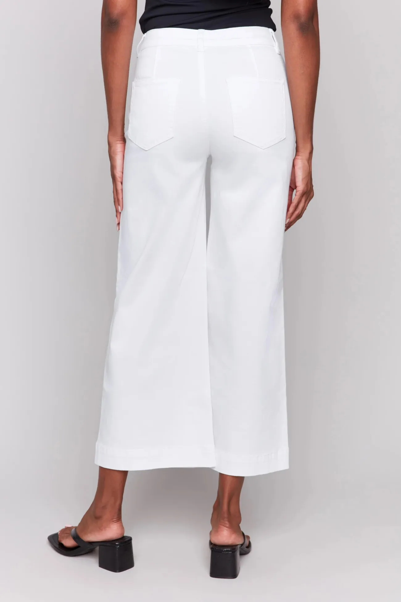 Charlie B White Patch Pocket Flare Twill Pants