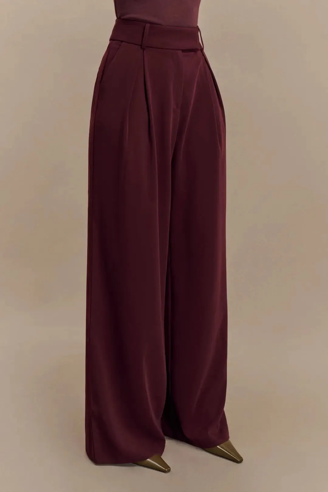 Charmaine - Classic Solid Pleats Woman's Trousers