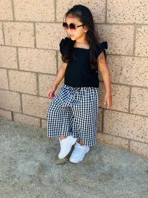 Chic Black and White Gingham Pants Set - New Collection