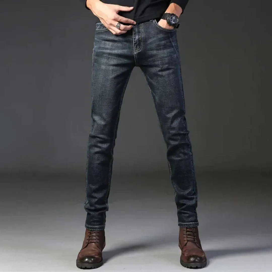 Chic Slim Traveler Elastic Straight Denim Pants for Modern Men