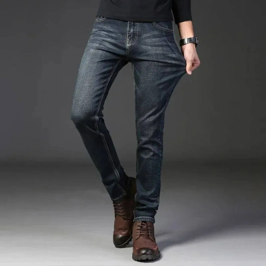 Chic Slim Traveler Elastic Straight Denim Pants for Modern Men