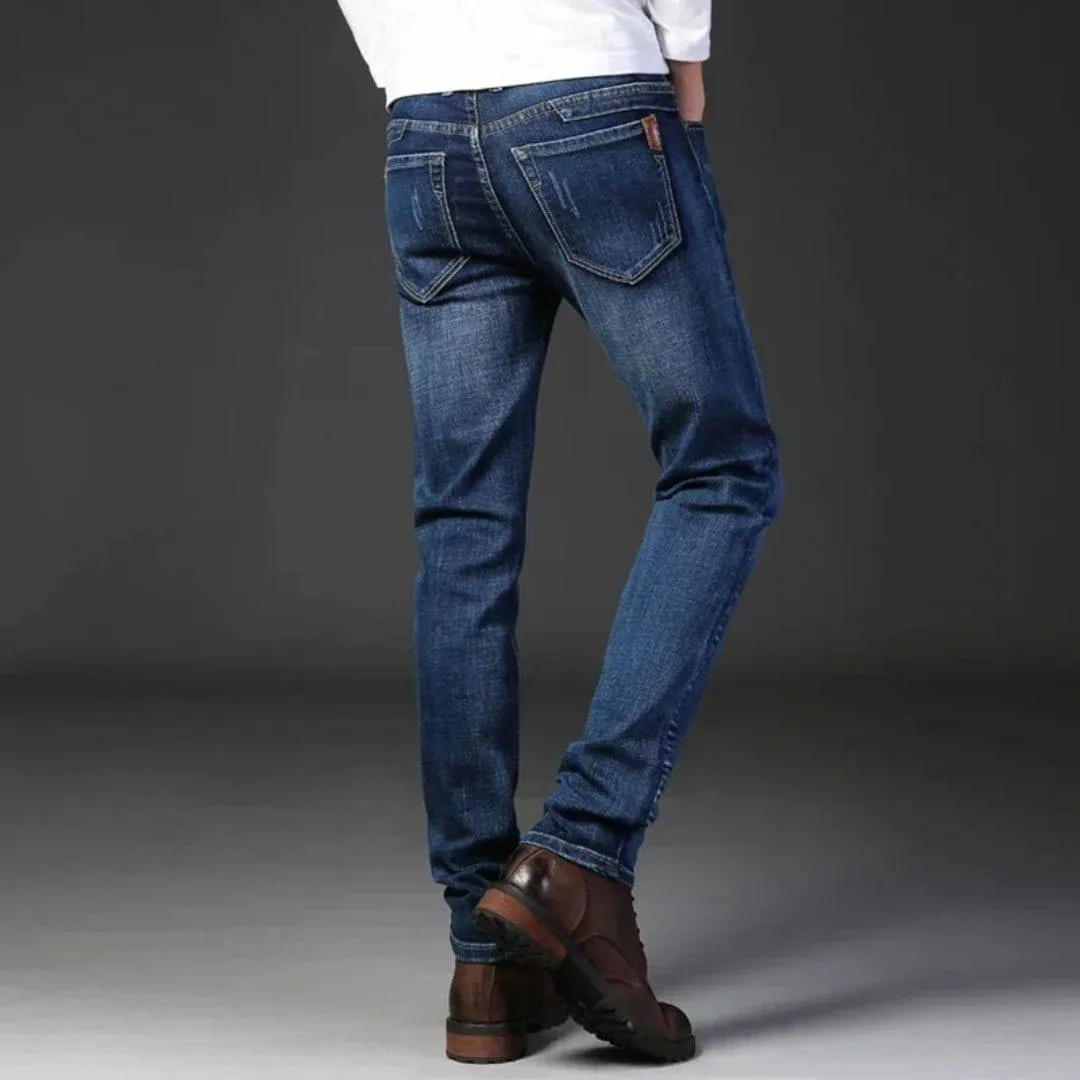 Chic Slim Traveler Elastic Straight Denim Pants for Modern Men