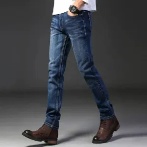 Chic Slim Traveler Elastic Straight Denim Pants for Modern Men