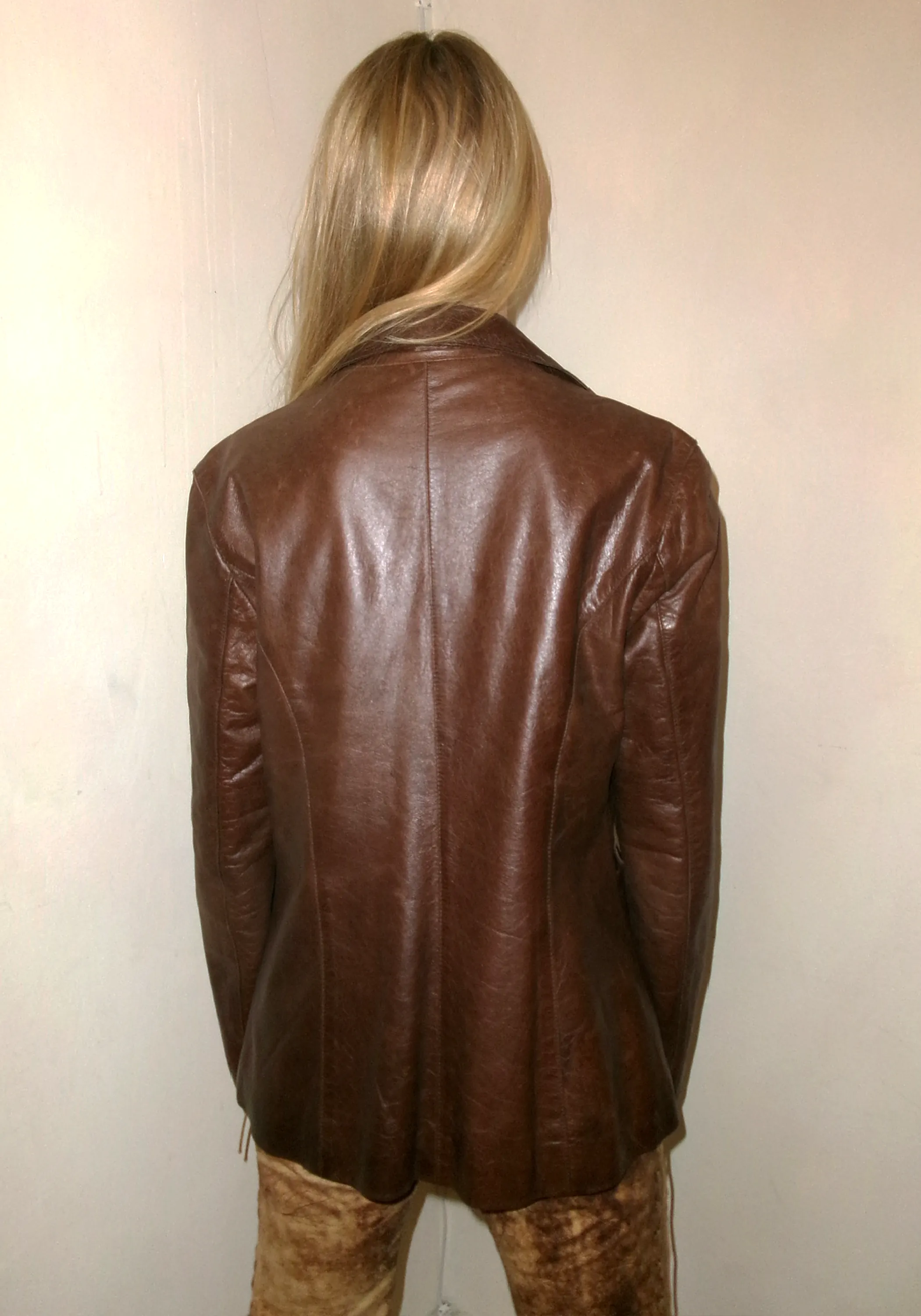 Christina Effe Brown Lamb Leather Jacket with Belt