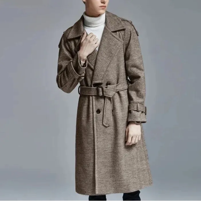Christopher Mosley Long Wool Double Breasted Trench Coat