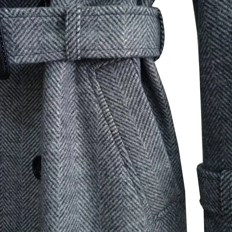 Christopher Mosley Long Wool Double Breasted Trench Coat