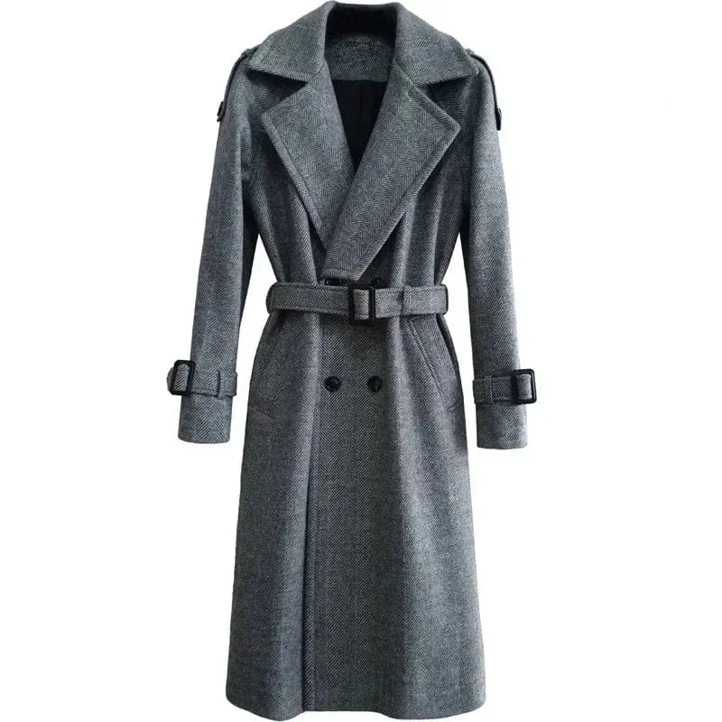 Christopher Mosley Long Wool Double Breasted Trench Coat