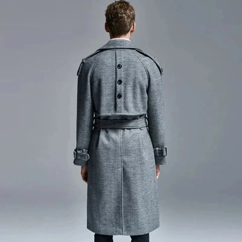 Christopher Mosley Long Wool Double Breasted Trench Coat